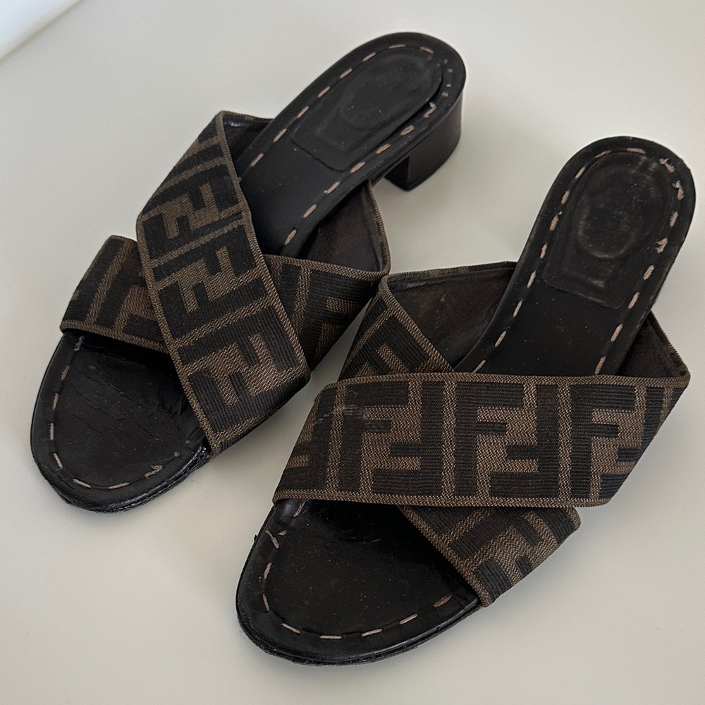 Fendi Women's Zucca heeled slides - Picture 3 of 6